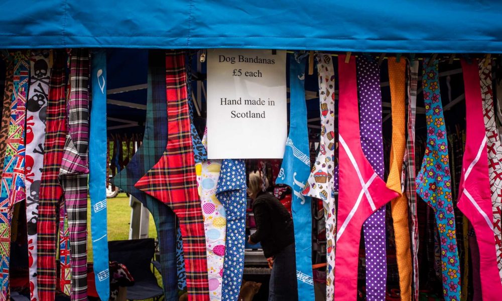 Un bandana pour chien en tant que souvenir d'Écosse