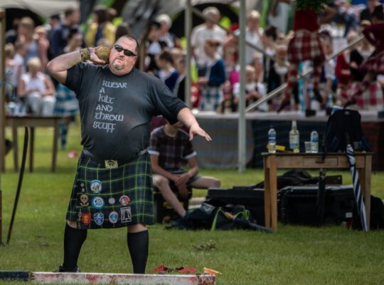 I’m wearing a kilt and throwing stuff